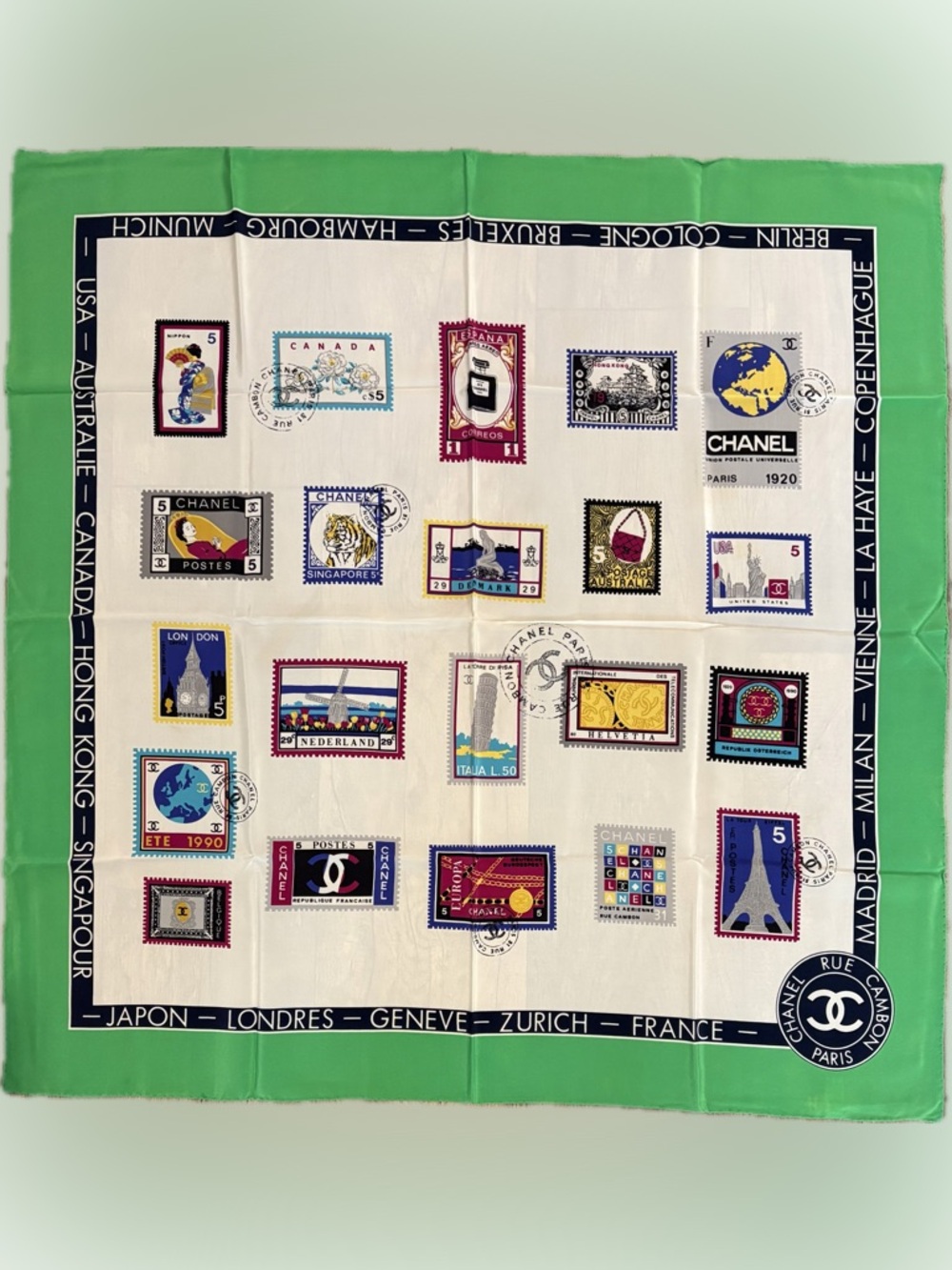 Chanel Scarf Stamps 100% Silk made in Italy - Picture 10 of 10